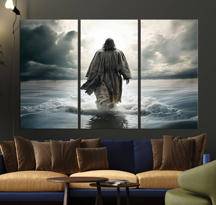 Jesus Walking on Water Wall Art | Canvas Print | Ready to Hang | Christian Home Decor | Spiritual Faith Wall Art | Inspirational Religious Wall Decor