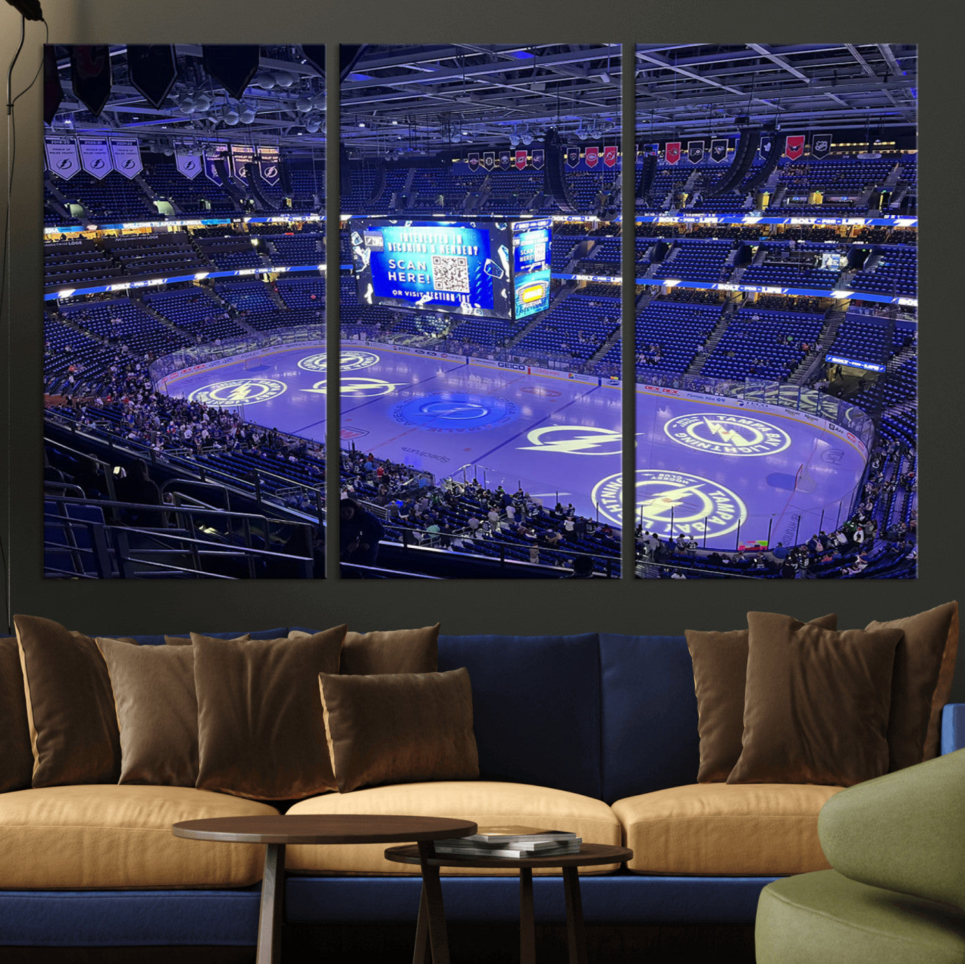 43392-MGV-CV-36X24-Amalie Arena Florida Wall Art Canvas Print - NHL Hockey Stadium Print Wall Art