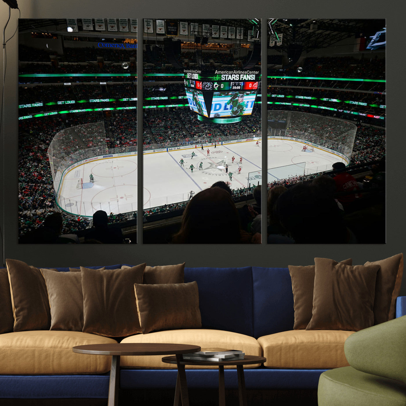 13876-MGV-CV-36X24-American Airlines Center Dallas Stars Wall Art Canvas Print - Dallas Hockey Arena Stadium Print