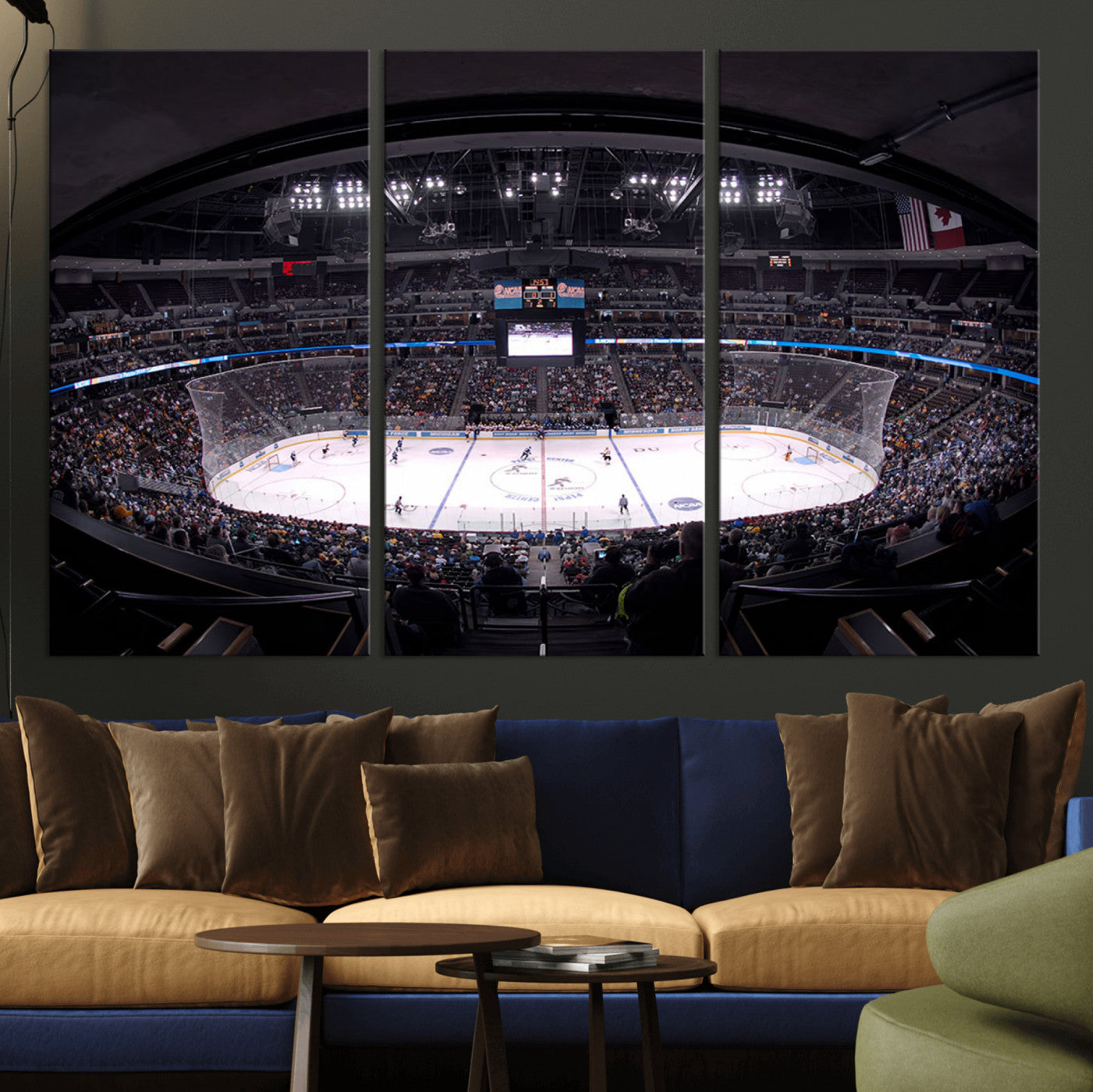 MGV-CV-48X32-3P - Ball Arena Denver Colorado Avalanche Hockey Team Wall Art Canvas Print - Denver Ice Hockey Stadium