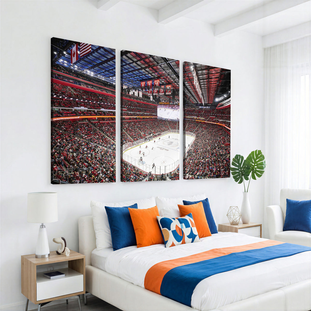 62263-MGV-CV-36X24 - Barton Malow Little Caesars Arena Detroit Wall Art Canvas Print - Detroit Hockey and Basketball