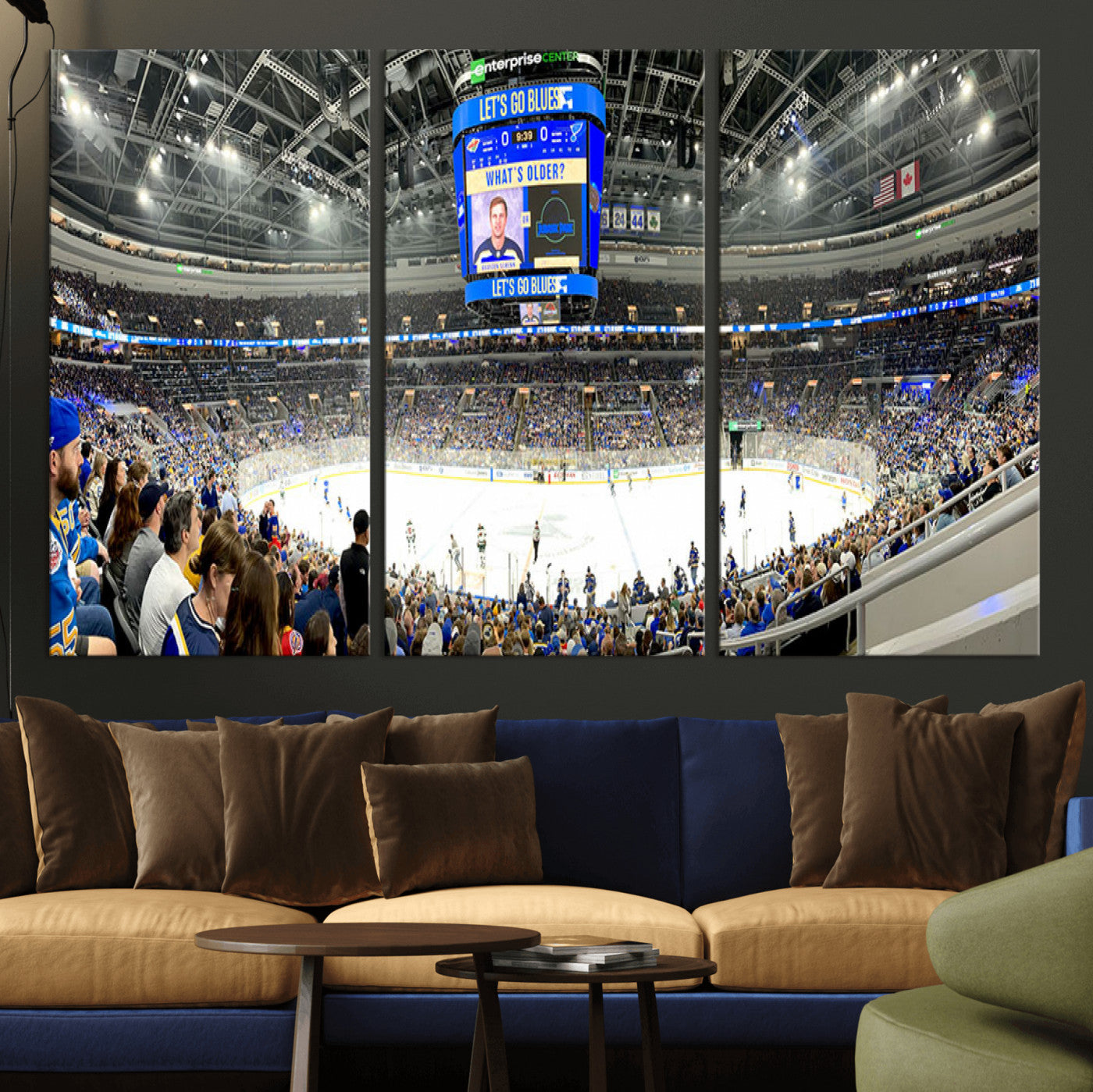 MGV-CV-48X32-3P - Enterprise Center | Missouri St. Louis Blues Ice Hockey Stadium Wall Art | Canvas Print | Ready to