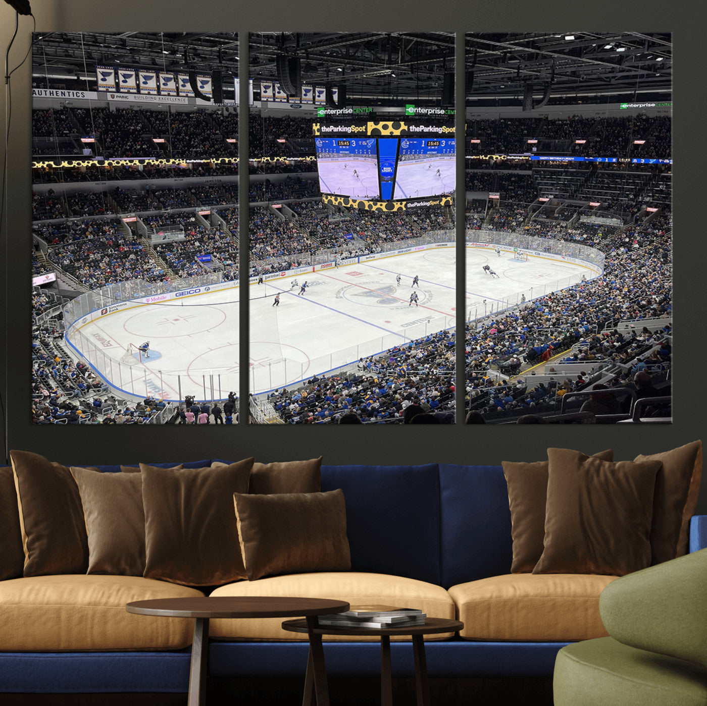MGV-CV-48X32-3P - Enterprise Center Missouri St. Louis Blues Hockey Stadium Wall Art Canvas Print