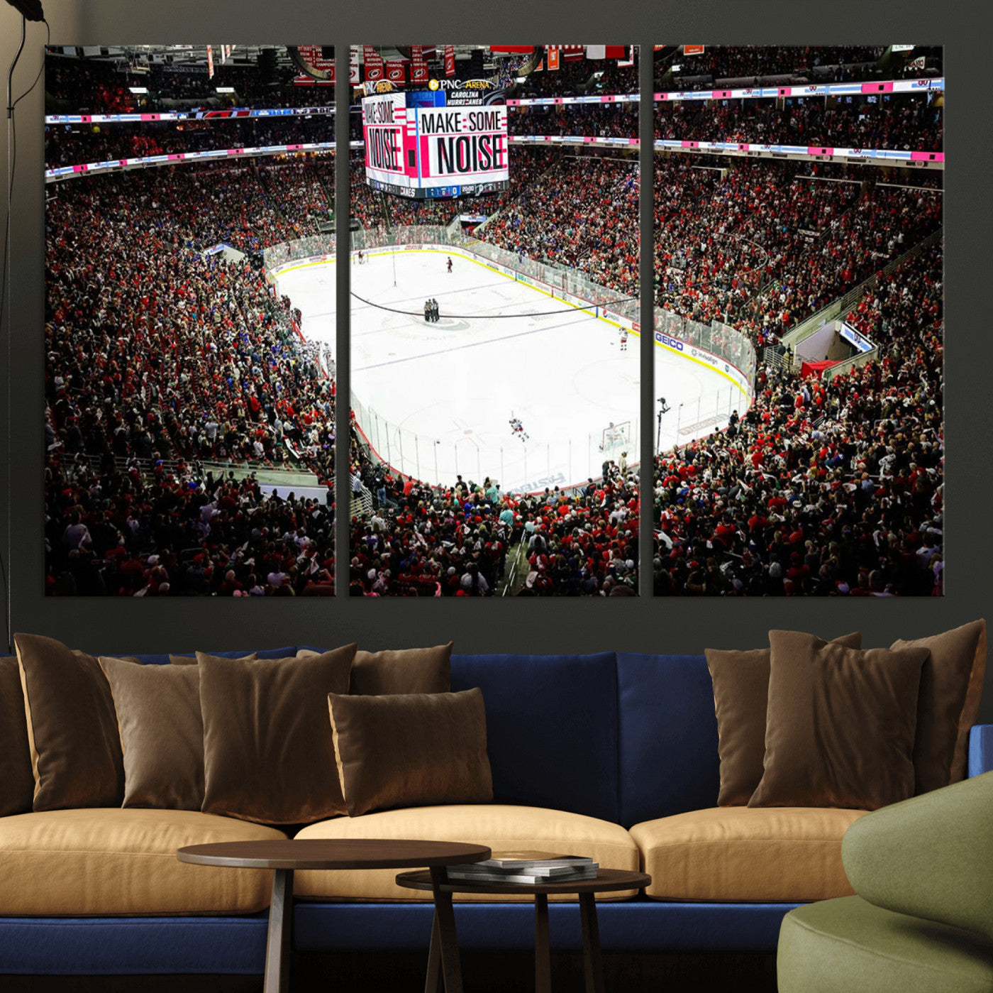 73950-MGV-CV-36X24-PNC Arena Raleigh North Carolina Hurricanes Hockey Stadium Wall Art Canvas, North Carolina