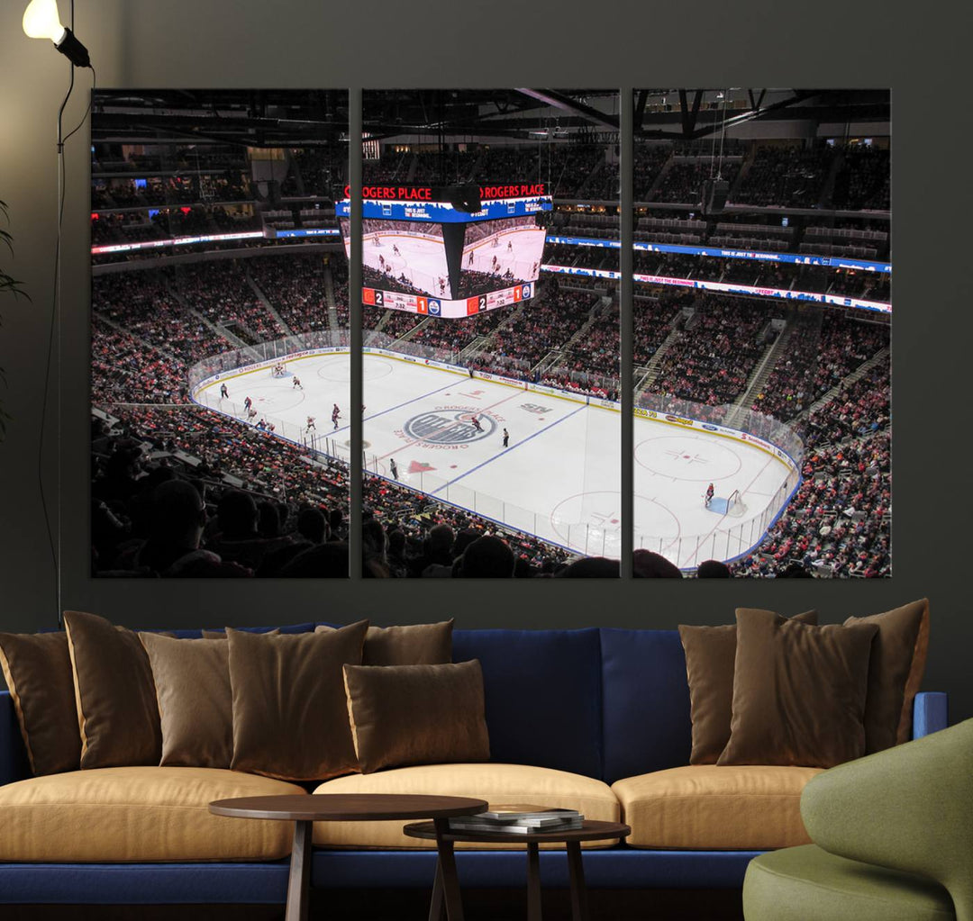 Rogers Place Edmonton Oilers Ice Hockey Stadium Wall Art Canvas Print