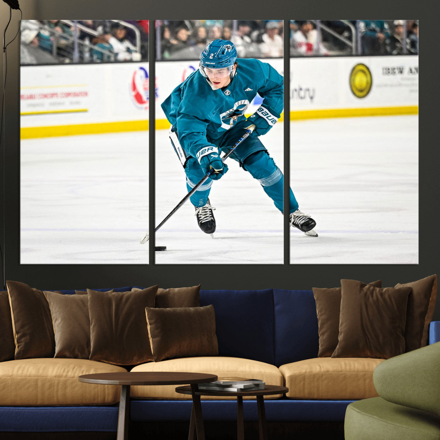 69179-MGV-CV-36X24-San Jose Sharks Ice Hockey Player Wall Art Canvas Print