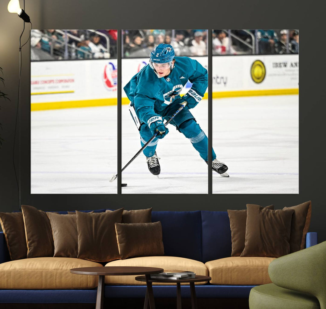 San Jose SharksIce Hockey Player Wall Art Canvas Print