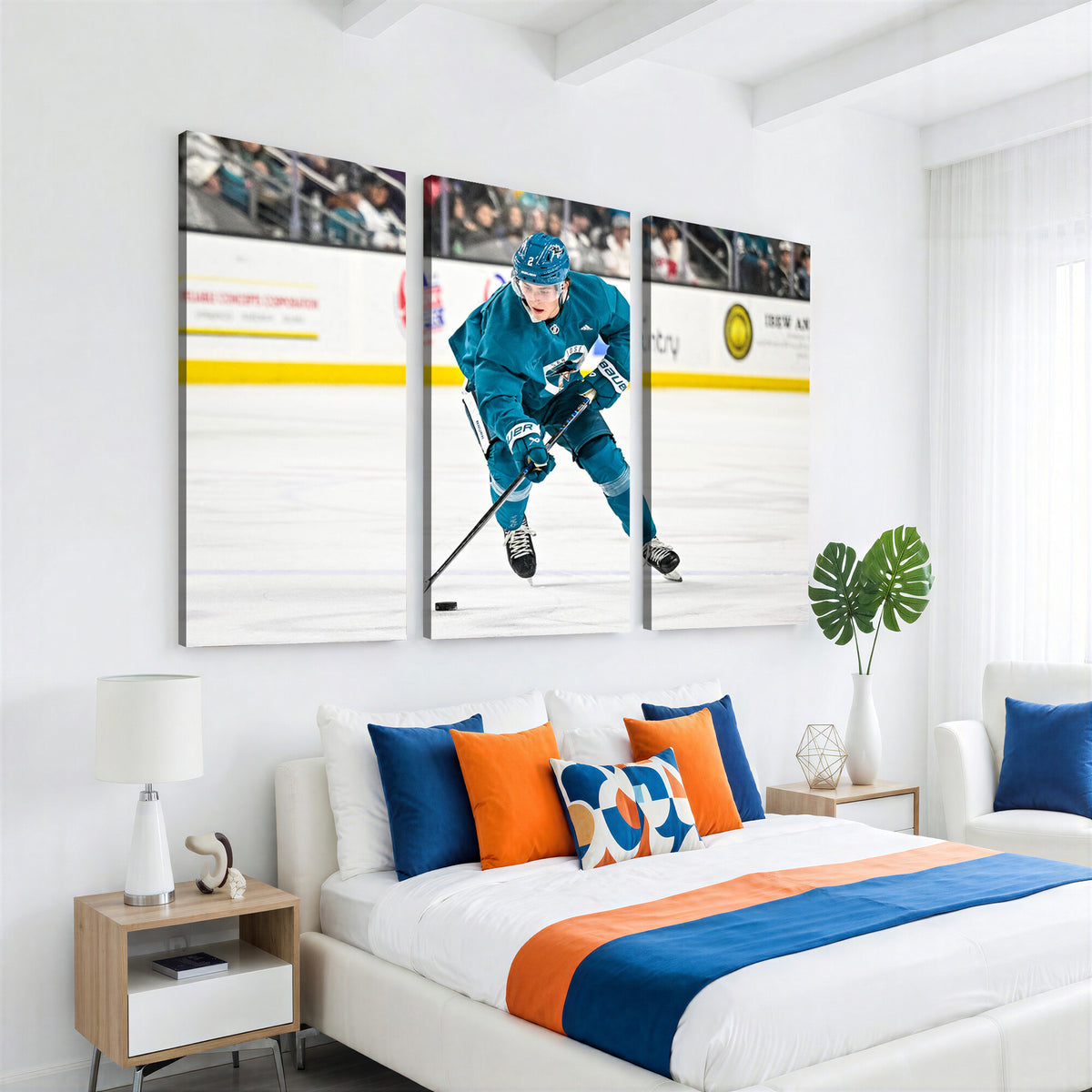 69179-MGV-CV-36X24 - San Jose Sharks Ice Hockey Player Wall Art Canvas Print