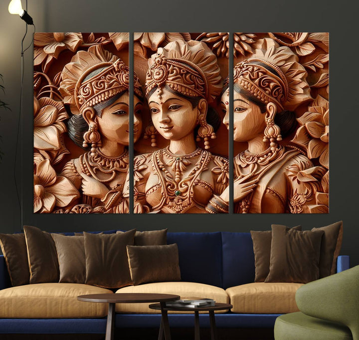 Indian Woman Statue Wall Art Canvas Print