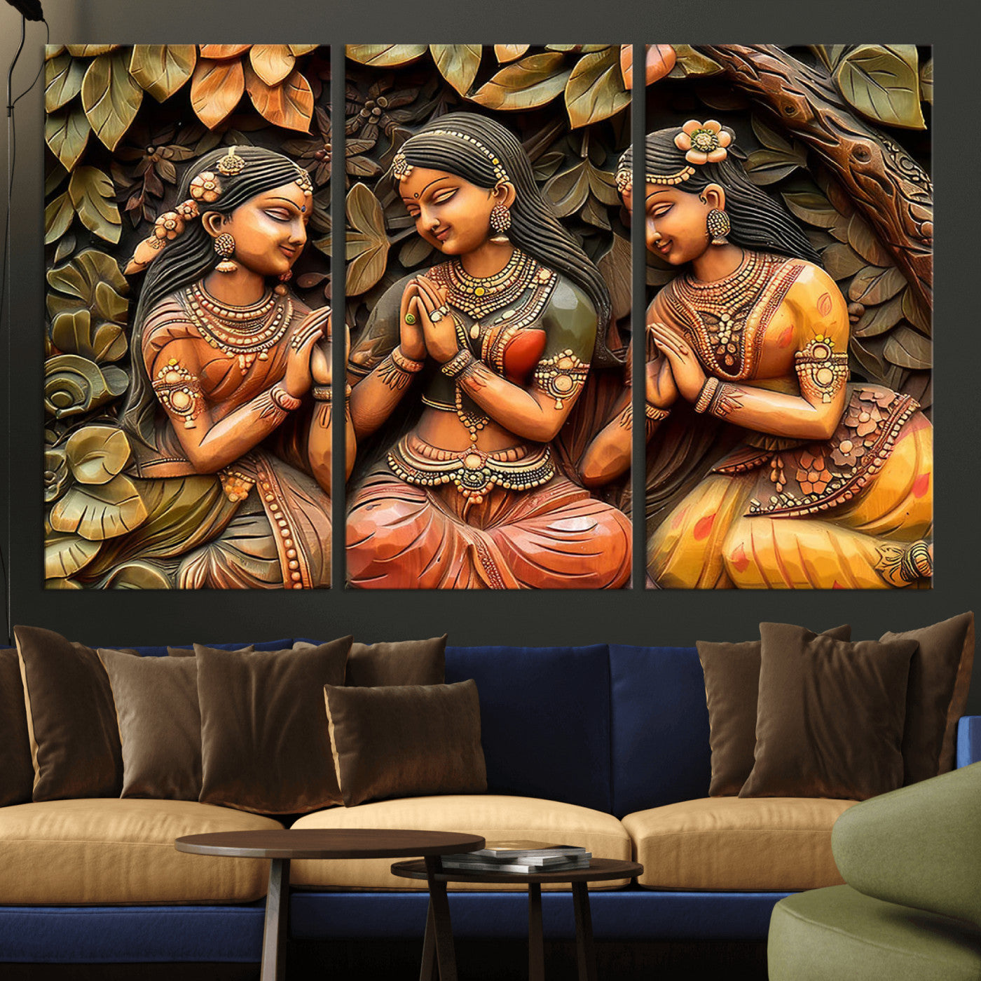 12926-MGV-CV-36X24-Indian Woman Statue Wall Art Canvas Print
