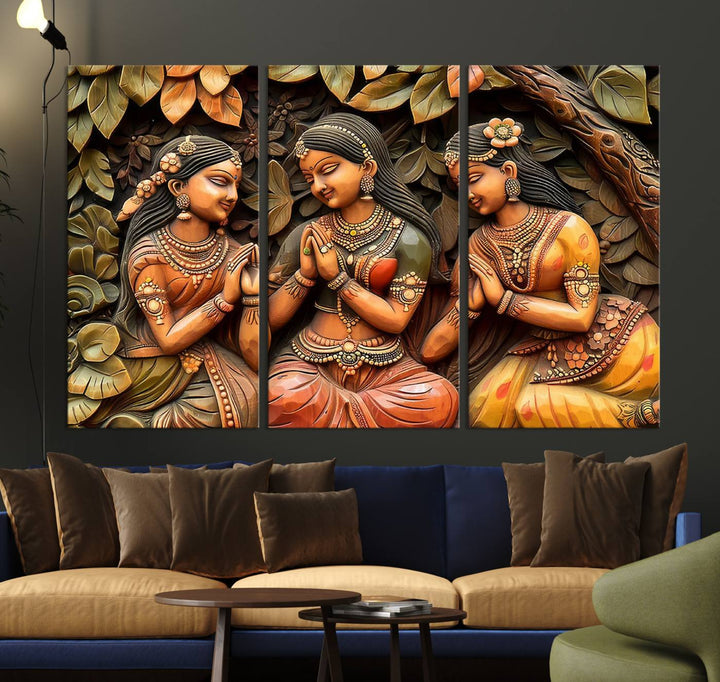 Indian Woman Statue Wall Art Canvas Print