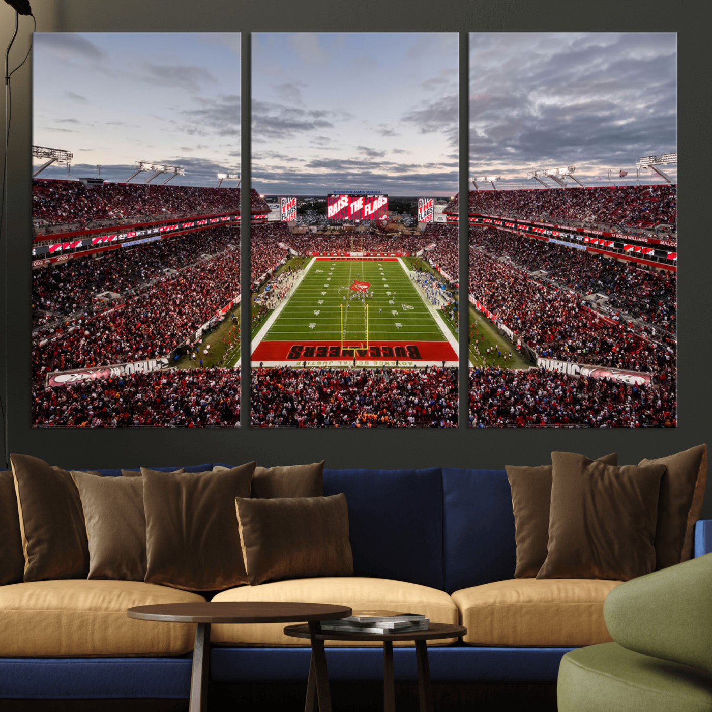 MGV-CV-48X32-3P - Florida Tampa Raymond James Stadium Wall Art Canvas Print - NFL Football Stadium Print Canvas