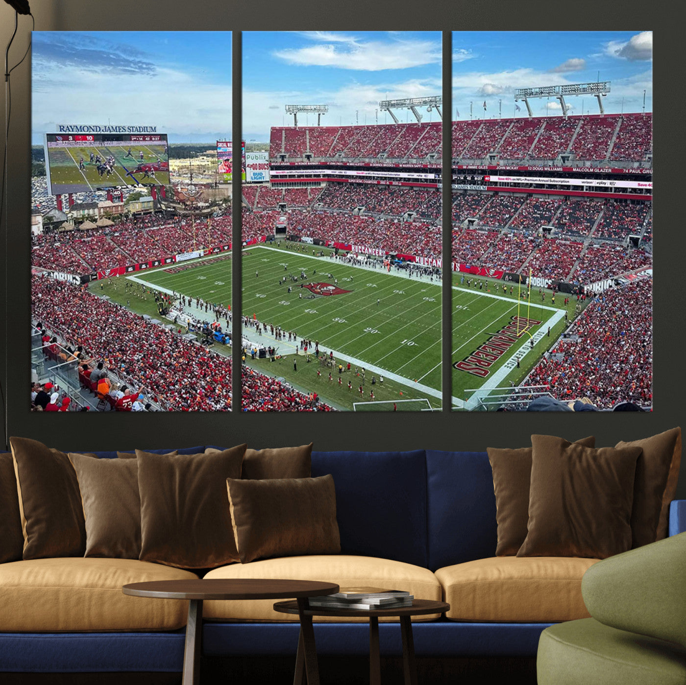 MGV-CV-48X32-3P - Florida Tampa Raymond James Stadium Wall Art Canvas Print - NFL Football Stadium Print Canvas