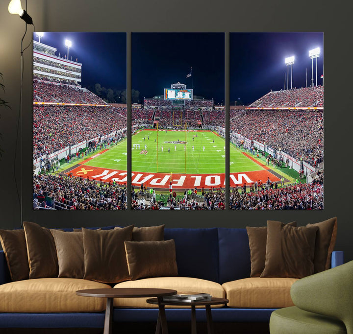 NC State Wolfpack Football Team Print - Raleigh Carter-Finley Stadium Wall Art Canvas Print