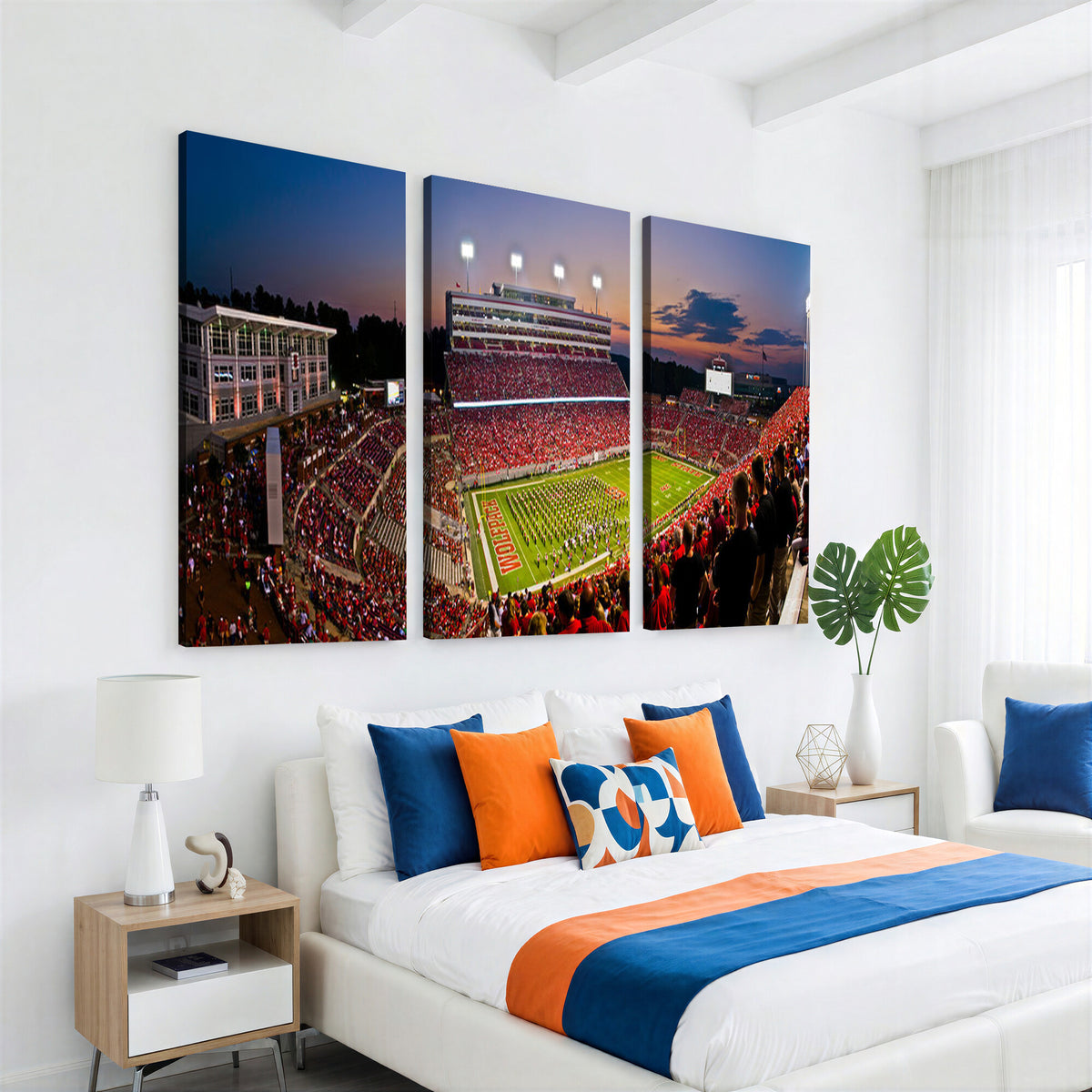 87655-MGV-CV-36X24 - NC State Wolfpack Football Team Print - Raleigh Carter-Finley Stadium Wall Art Canvas Print