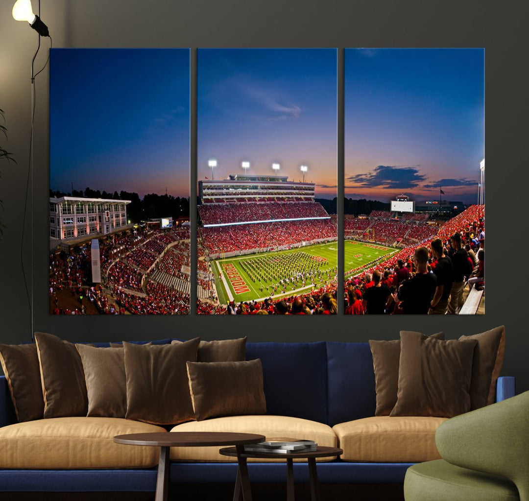 NC State Wolfpack Football Team Print - Raleigh Carter-Finley Stadium Wall Art Canvas Print