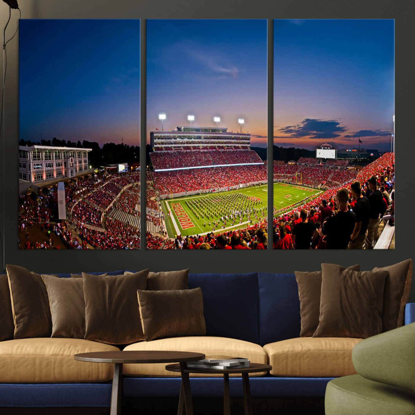 MGV-CV-48X32-3P - NC State Wolfpack Football Team Print - Raleigh Carter-Finley Stadium Wall Art Canvas Print