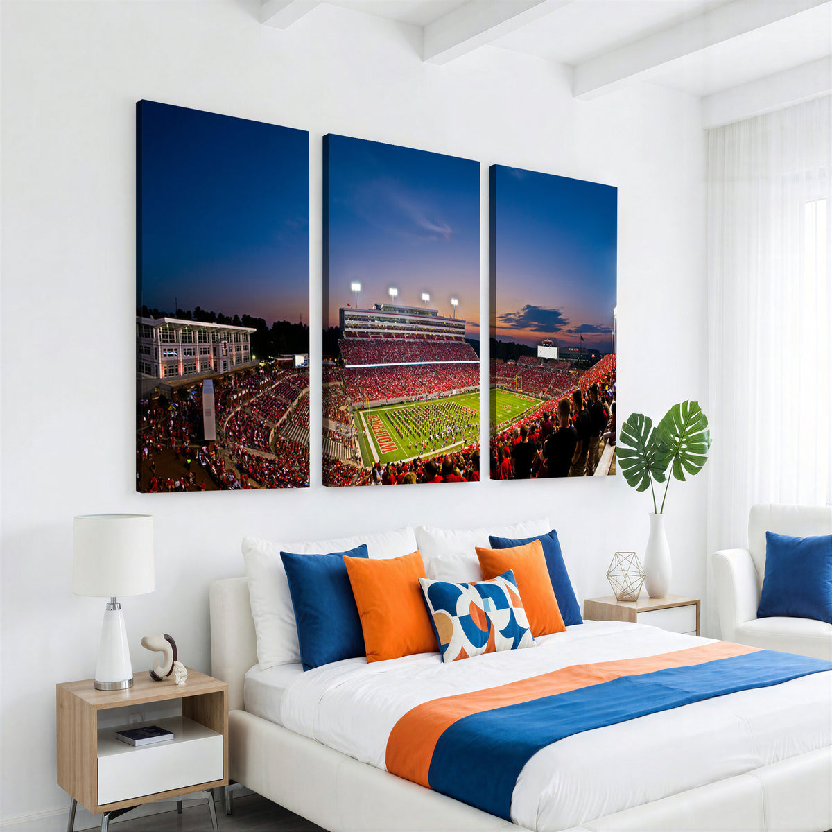 33313-MGV-CV-36X24 - NC State Wolfpack Football Team Print - Raleigh Carter-Finley Stadium Wall Art Canvas Print