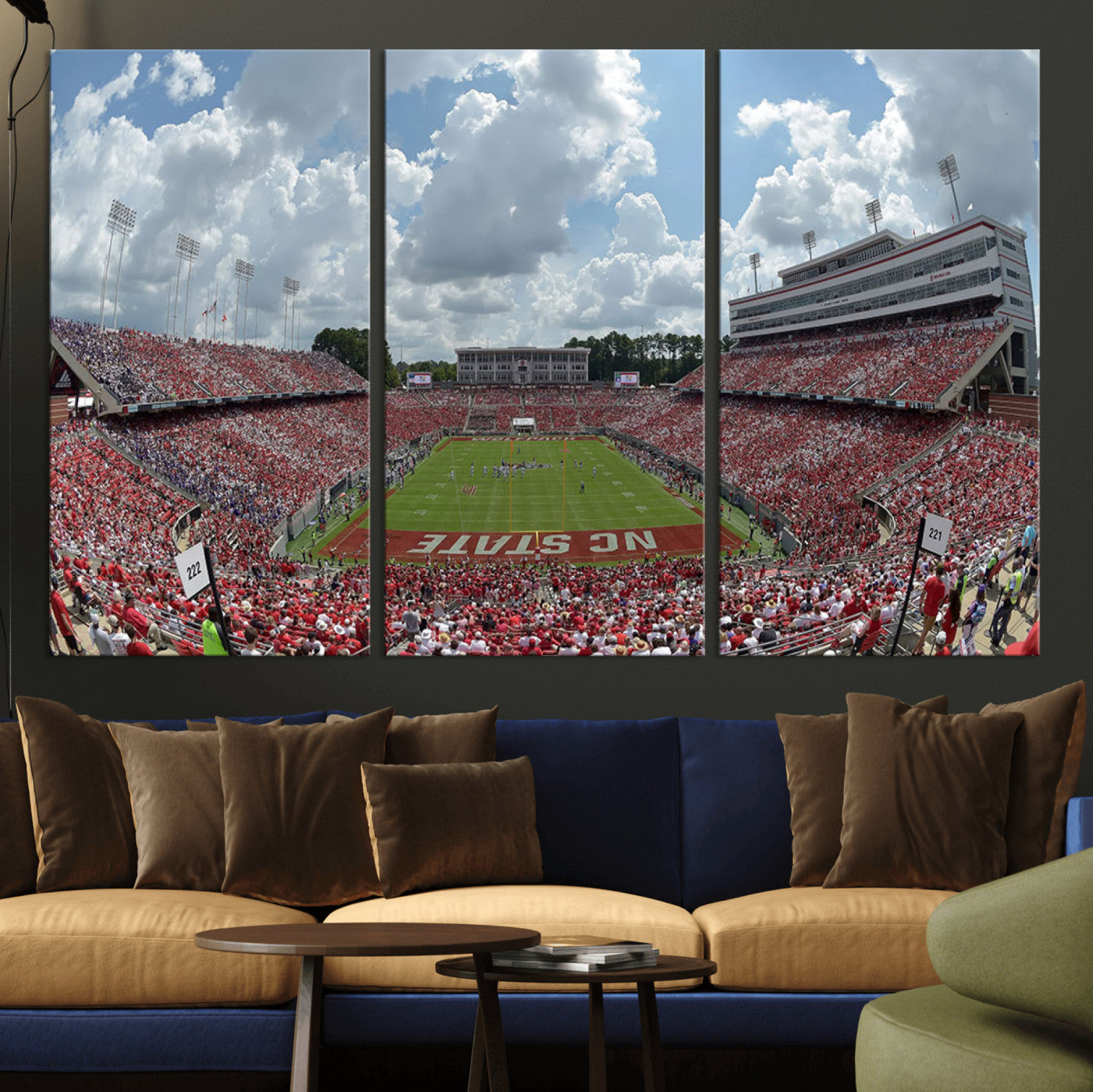 30640-MGV-CV-36X24-NC State Wolfpack Football Team Print Canvas- Raleigh Carter-Finley Stadium Wall Art Canvas Print