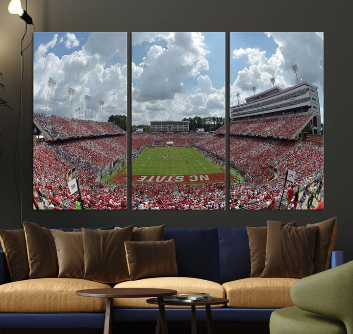 NC State Wolfpack Football Team Print - Raleigh Carter-Finley Stadium Wall Art Canvas Print