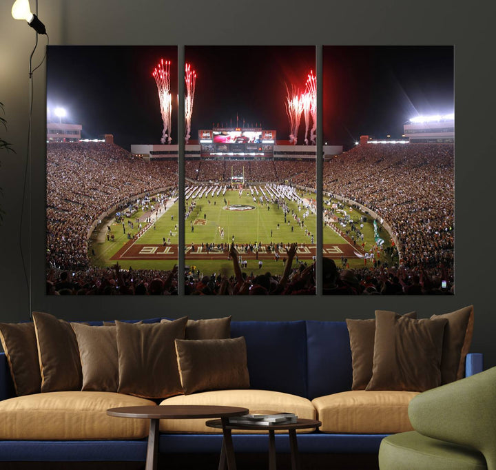 Florida State Seminoles Football Team Print - Tallahassee Doak Campbell Stadium Wall Art Canvas Print