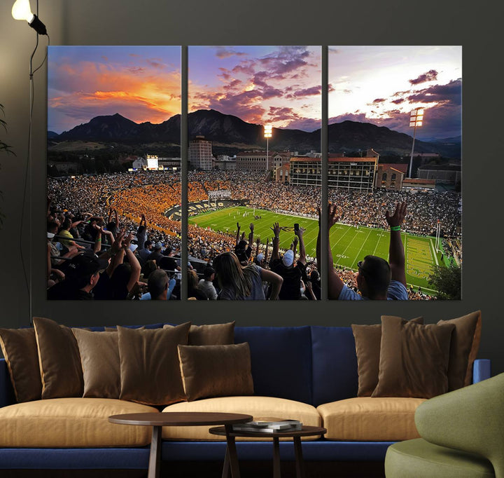 Colorado Buffaloes Football Team Print - Boulder Folsom Field Stadium Wall Art Canvas Print