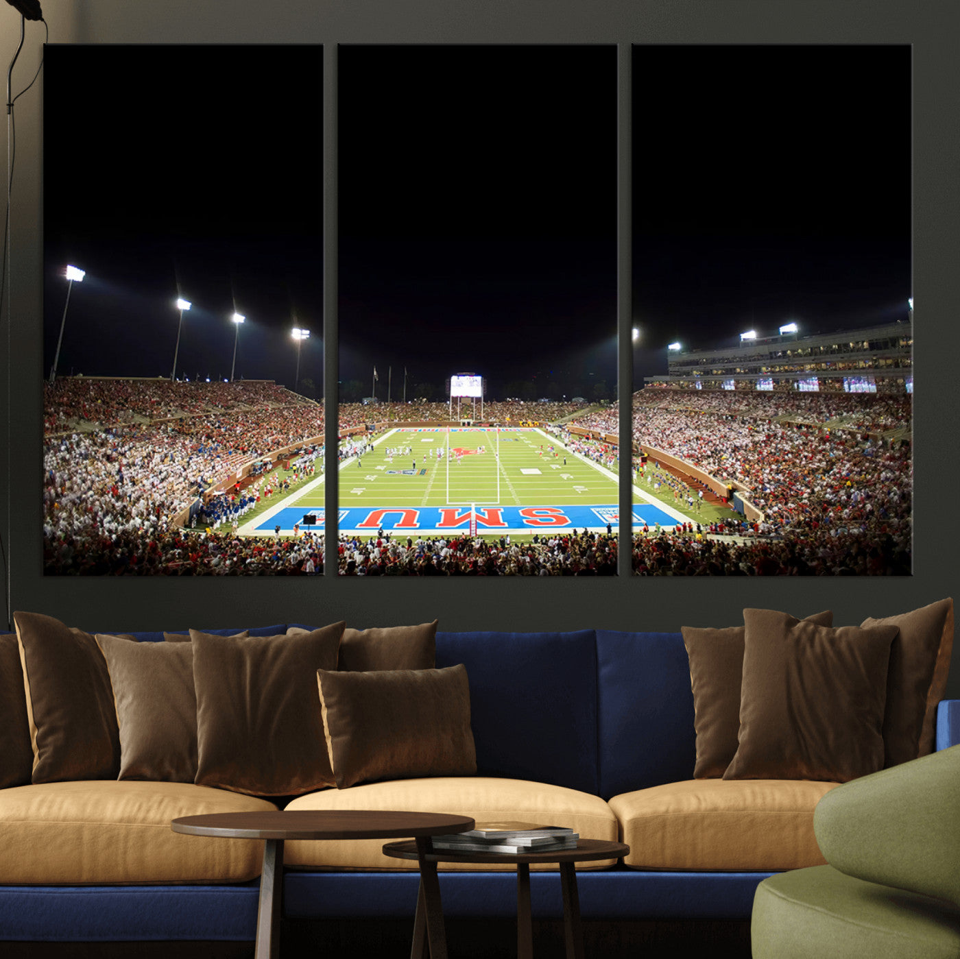 MGV-CV-48X32-3P - SMU Mustangs Football Team Print - Dallas Gerald J. Ford Stadium Wall Art Canvas Print