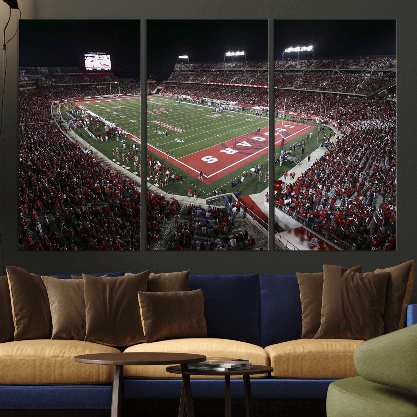 MGV-CV-48X32-3P - Houston Cougars Football Team Print - Houston TDECU Stadium Wall Art Canvas Print