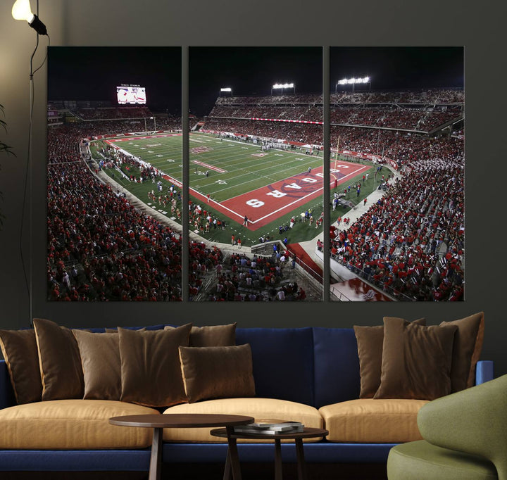 Houston Cougars Football Team Print - Houston TDECU Stadium Wall Art Canvas Print