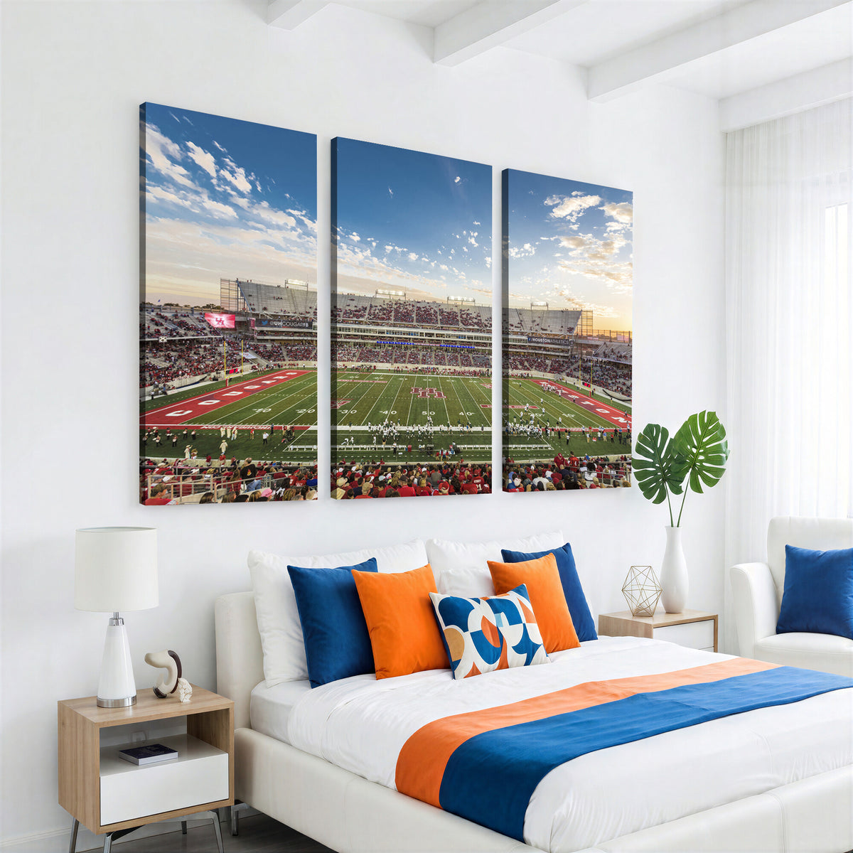 36612-MGV-CV-36X24 - Framed Houston Cougars Football Team Print - Houston TDECU Stadium Wall Art Canvas Print