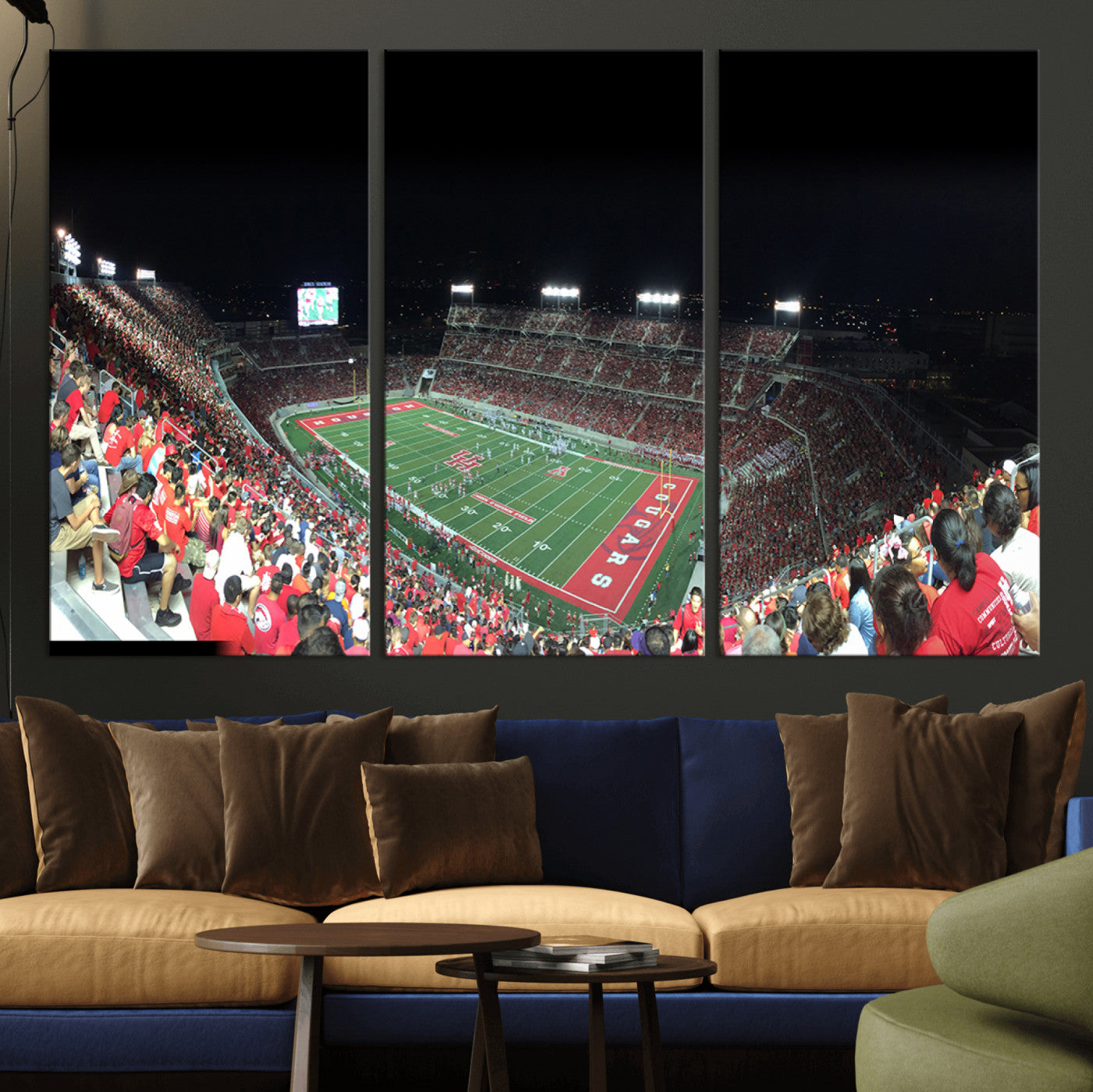 67036-MGV-CV-36X24-Houston Cougars Football Team Print - Houston TDECU Stadium Wall Art Canvas Print