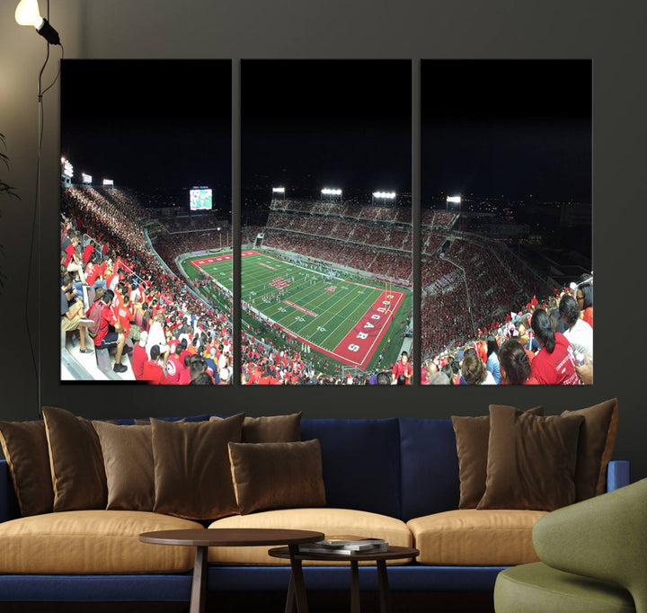 Houston Cougars Football Team Print - Houston TDECU Stadium Wall Art Canvas Print