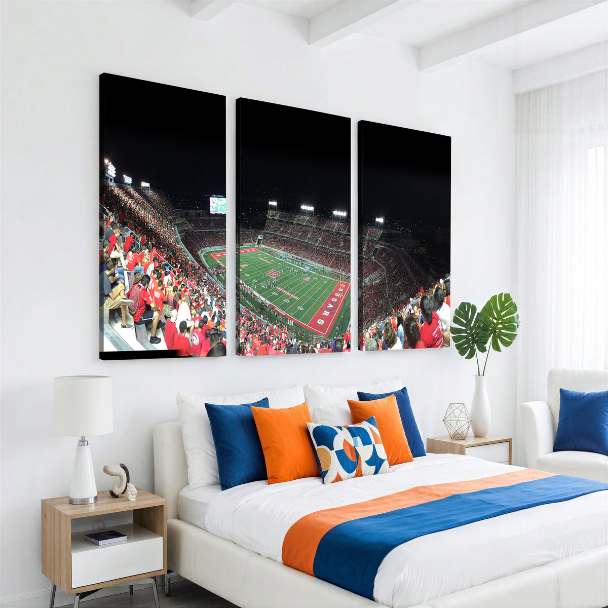 67036-MGV-CV-36X24 - Houston Cougars Football Team Print - Houston TDECU Stadium Wall Art Canvas Print