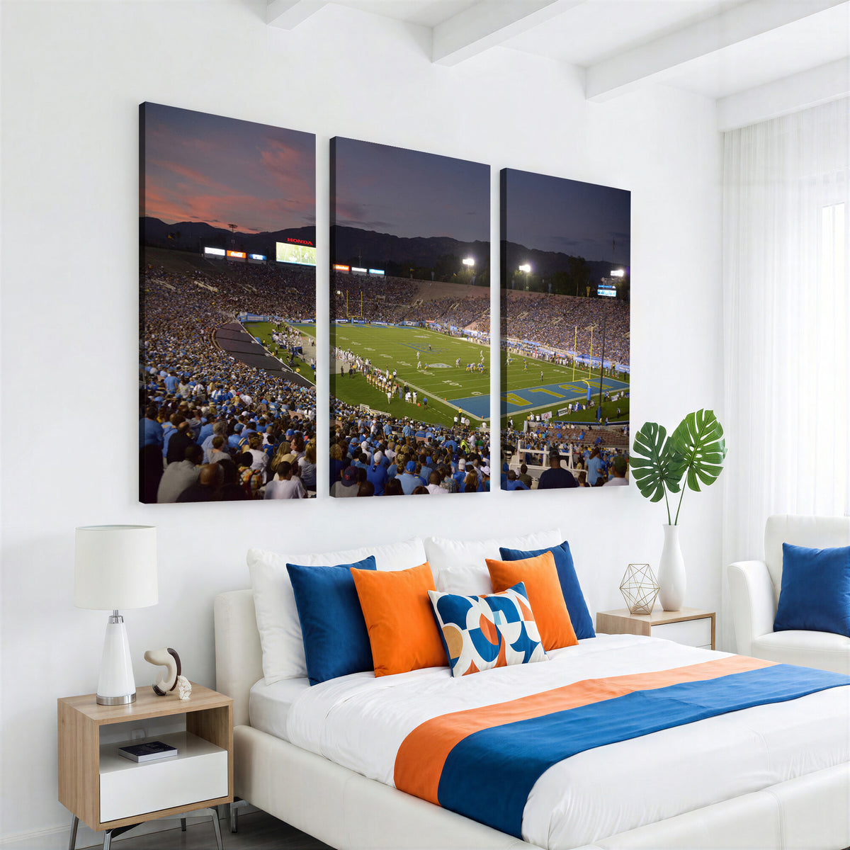 90359-MGV-CV-36X24 - UCLA Bruins Football Team Print - Pasadena Rose Bowl Stadium Wall Art Canvas Print