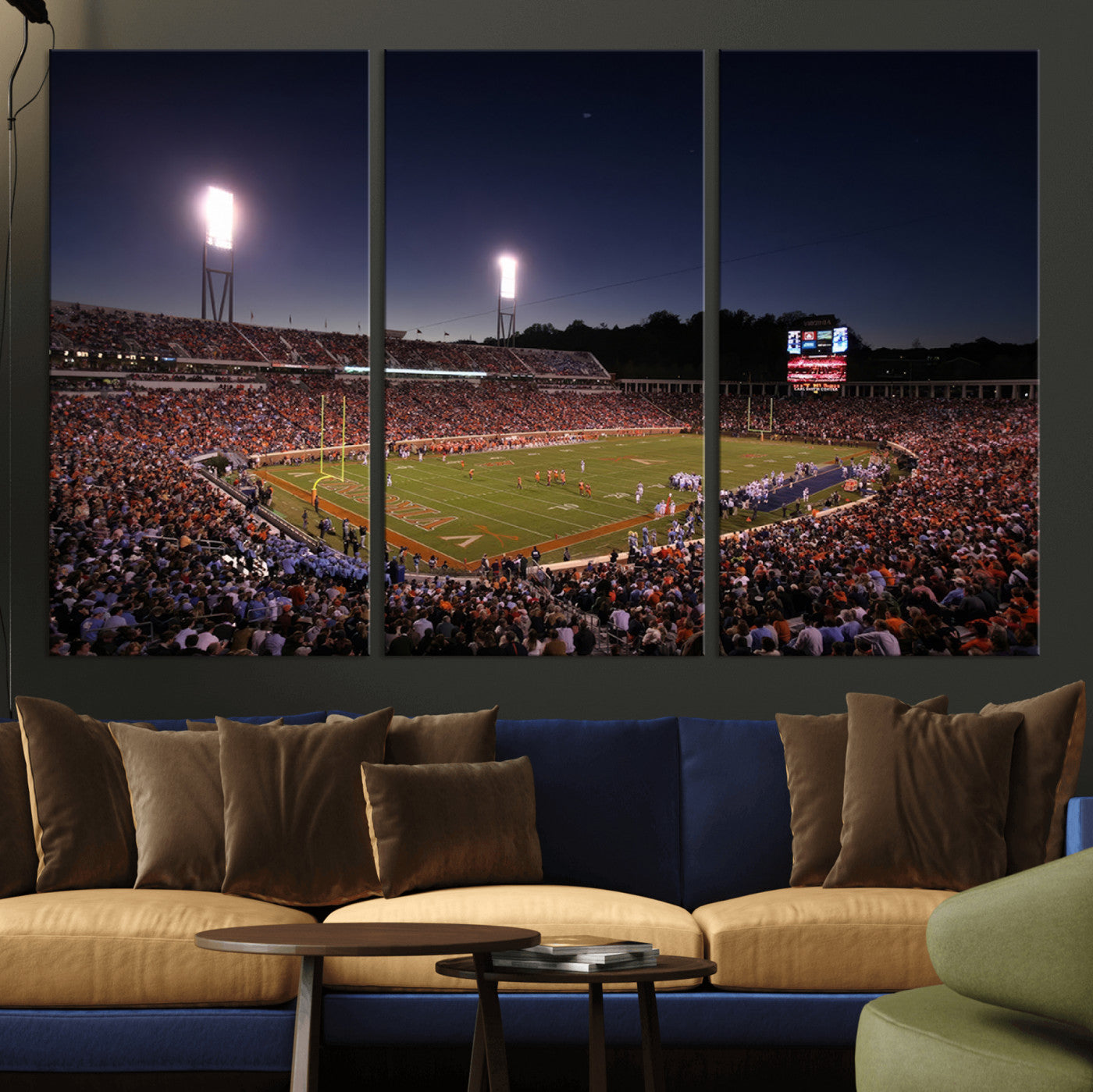 MGV-CV-48X32-3P - Virginia Cavaliers Football Team Print - Charlottesville Scott Stadium Canvas Print Wall Art