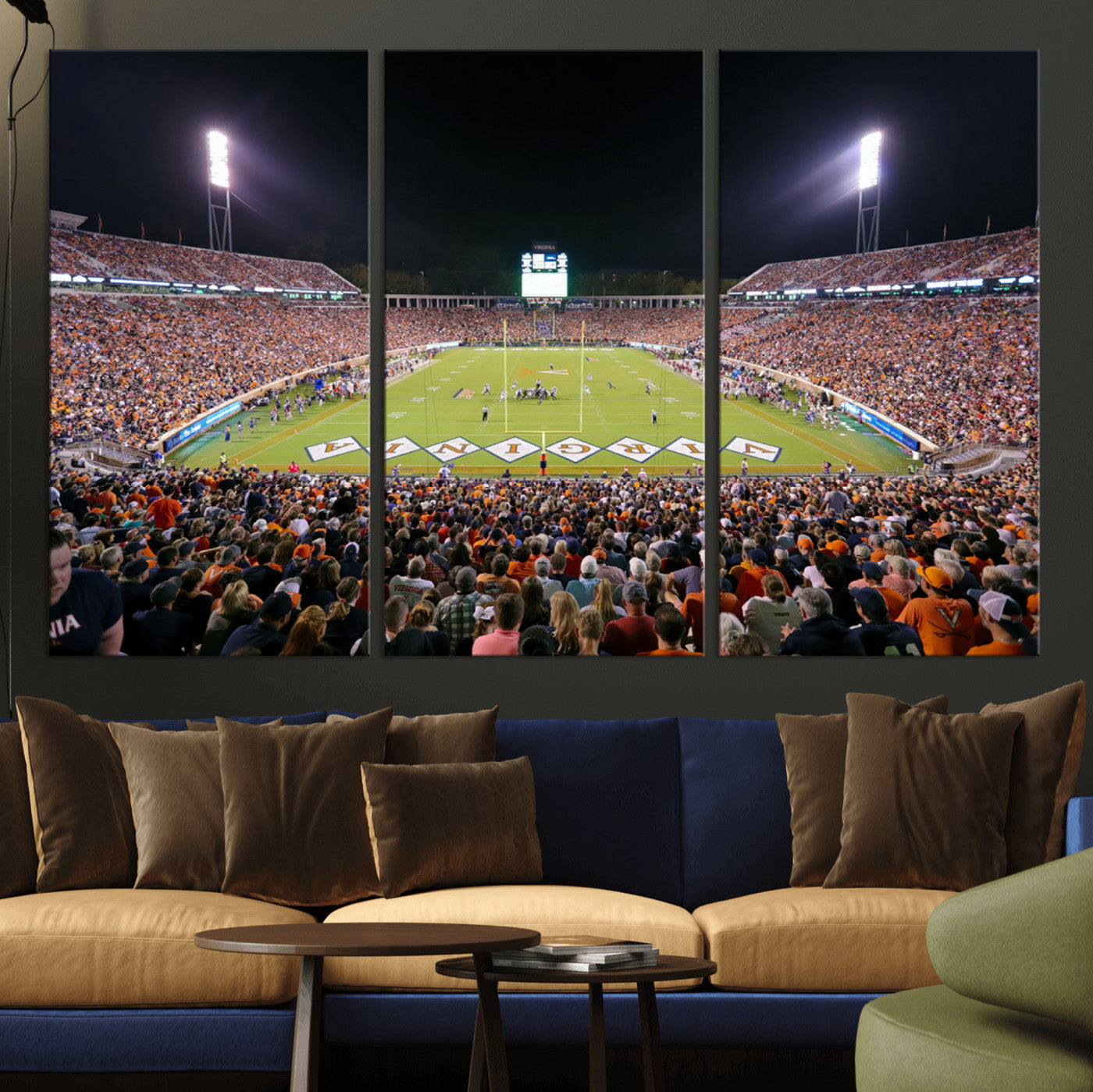 MGV-CV-48X32-3P - Virginia Cavaliers Football Team Print - Charlottesville Scott Stadium Wall Art Canvas Print