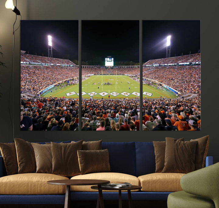 Virginia Cavaliers Football Team Print - Charlottesville Scott Stadium Wall Art Canvas Print