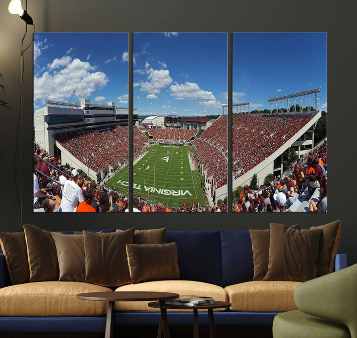 Virginia Tech Hokies Football Team Print - Blacksburg Lane Stadium Wall Art Canvas Print