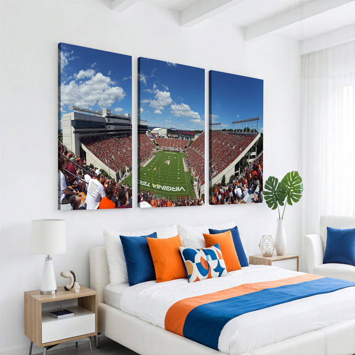 87769-MGV-CV-36X24 - Virginia Tech Hokies Football Team Print - Blacksburg Lane Stadium Wall Art Canvas Print