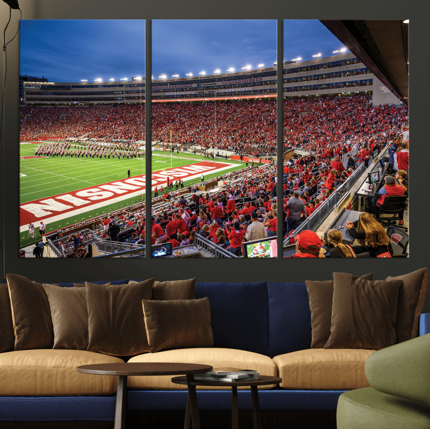 57601-MGV-CV-36X24-Wisconsin Badgers Football Team Print - Madison Camp Randall Stadium Wall Art, Wisconsin Badgers