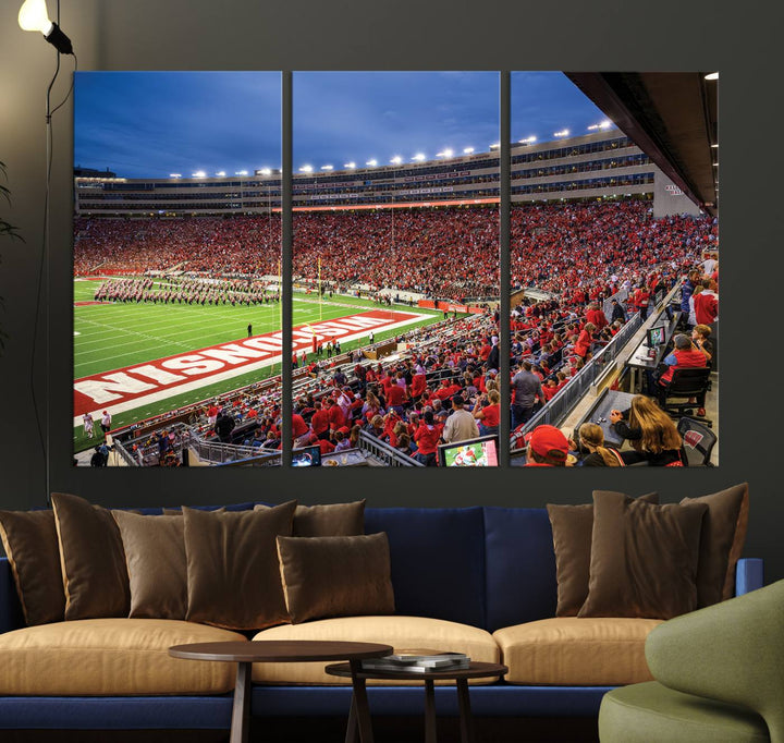 Wisconsin Badgers Football Team Print - Madison Camp Randall Stadium Wall Art Canvas Print