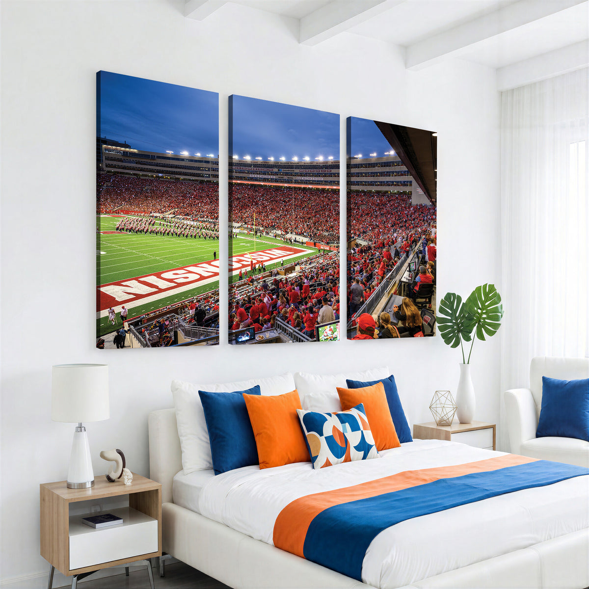 57601-MGV-CV-36X24 - Wisconsin Badgers Football Team Print - Madison Camp Randall Stadium Wall Art, Wisconsin Badgers