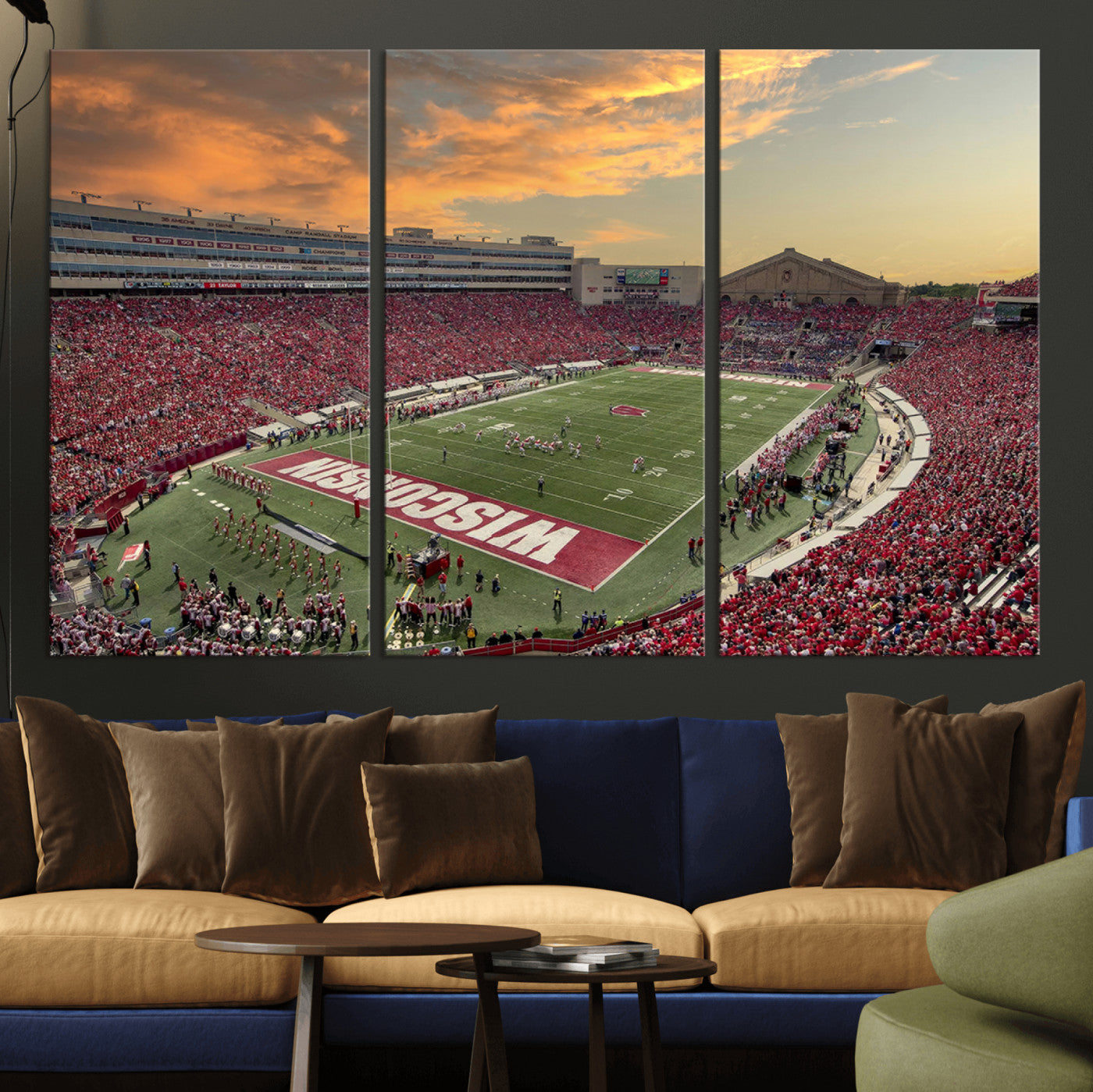 MGV-CV-48X32-3P - Camp Randall Stadium Wisconsin Badgers Large Wall Art Canvas Print | College Football Stadium Wall