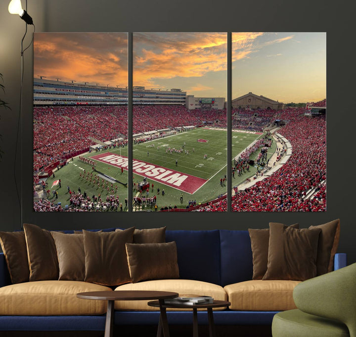 Wisconsin Badgers Football Team Print - Madison Camp Randall Stadium Wall Art Canvas Print