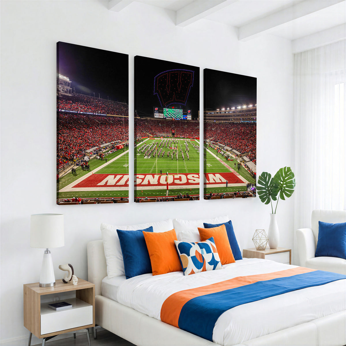 34125-MGV-CV-36X24 - Wisconsin Badgers Football Team Print Canvas- Madison Camp Randall Stadium Wall Art Canvas Print