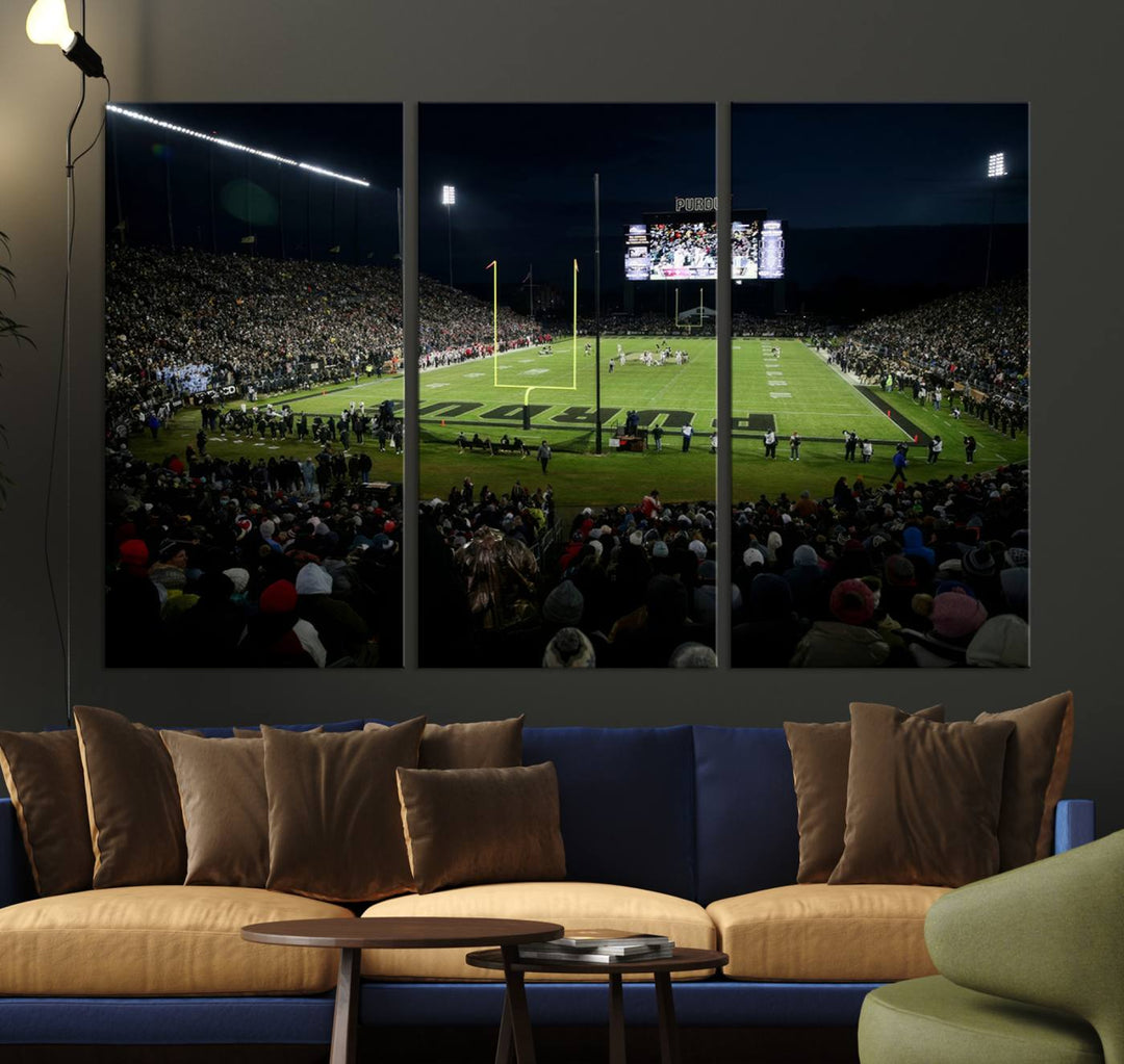 Purdue Boilermakers Football Team Print - West Lafayette Ross–Ade Stadium Wall Art Canvas Print