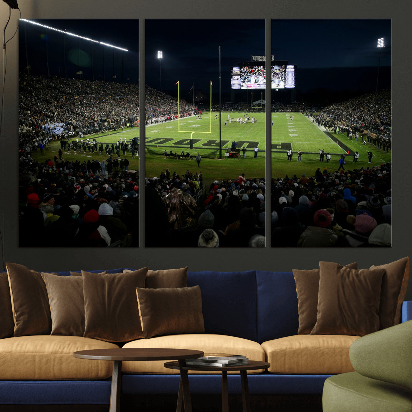 MGV-CV-48X32-3P - Purdue Boilermakers Football Team Print - West Lafayette Ross–Ade Stadium Wall Art Canvas Print