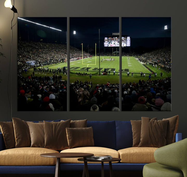 Purdue Boilermakers Football Team Print - West Lafayette Ross–Ade Stadium Wall Art Canvas Print