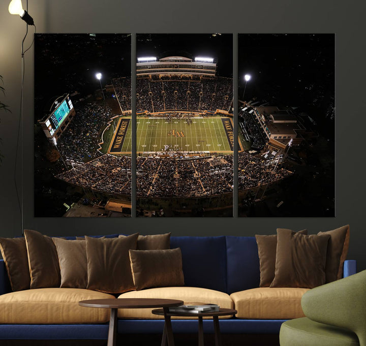 Wake Forest University Demon Deacons Football Team Print - Winston-Salem Allegacy Federal Credit Union Stadium Wall Art Canvas Print