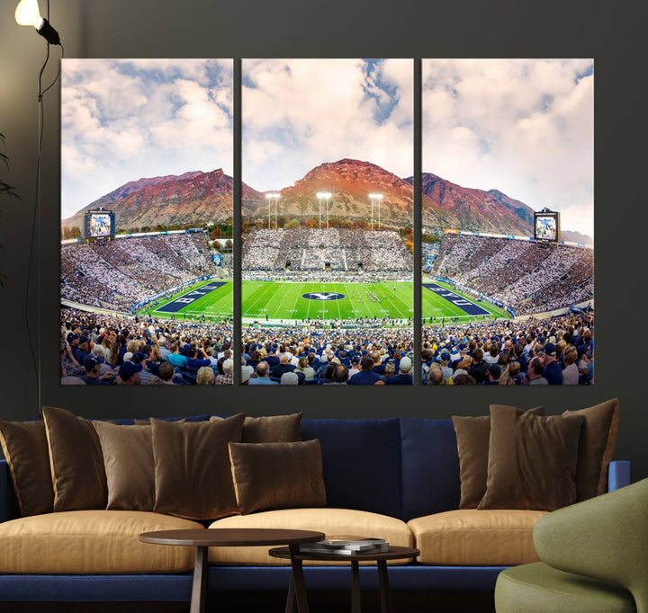 Brigham Young University Cougars Football Team Print - Provo LaVell Edwards Stadium Wall Art Canvas Print.